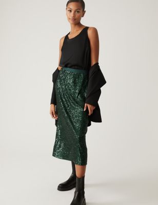 Sequin Midaxi Slip Skirt