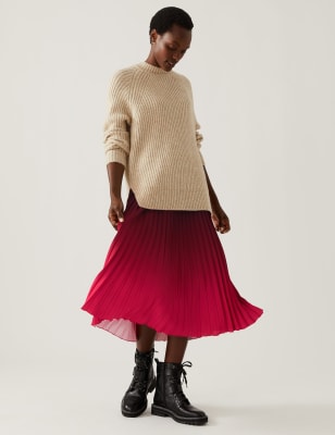 Ombre Pleated Midaxi Skirt