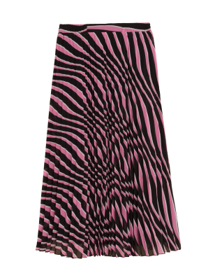 

Womens M&S Collection Striped Pleated Midaxi Skirt - Pink Mix, Pink Mix