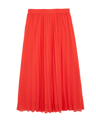 

Womens M&S Collection Pleated Midaxi Skirt - Flame, Flame