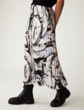 Marble Print Pleated Midaxi Skirt