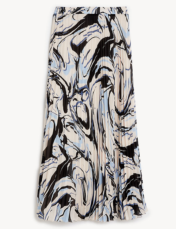 Marble Print Pleated Midaxi Skirt - AU
