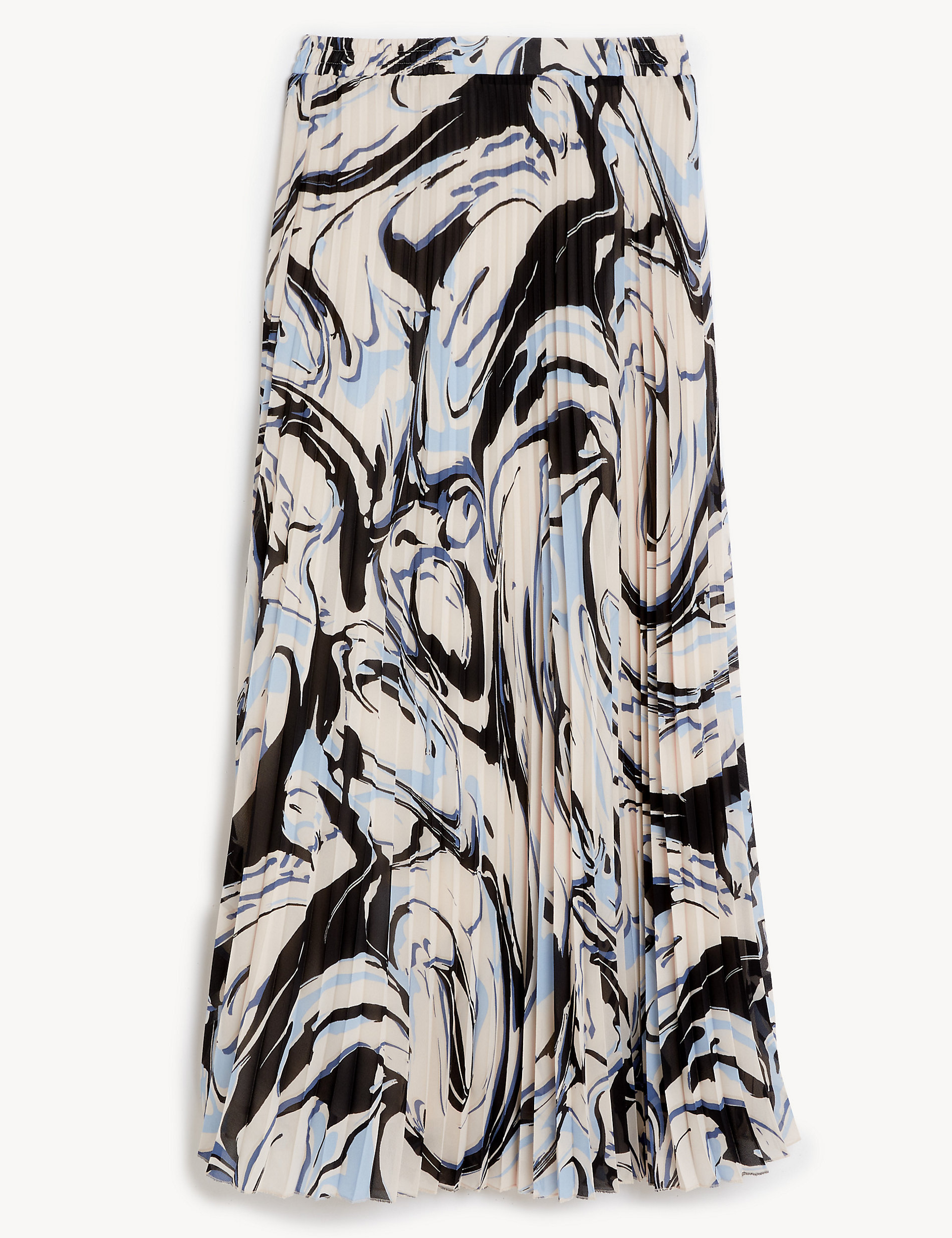 Marble Print Pleated Midaxi Skirt