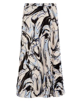 

Womens M&S Collection Marble Print Pleated Midaxi Skirt - Ivory Mix, Ivory Mix