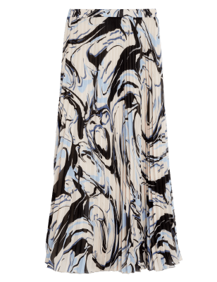 

Womens M&S Collection Marble Print Pleated Midaxi Skirt - Ivory Mix, Ivory Mix