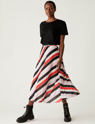 Striped pleated clearance skirt