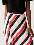 Striped Pleated Midaxi Skirt