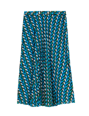 

M&S Collection Falda maxi a media pierna plisada con diseño geométricoWomens - Multi, Multi