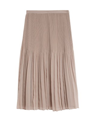 

Womens M&S Collection Plisse Midaxi Skirt - Fawn, Fawn
