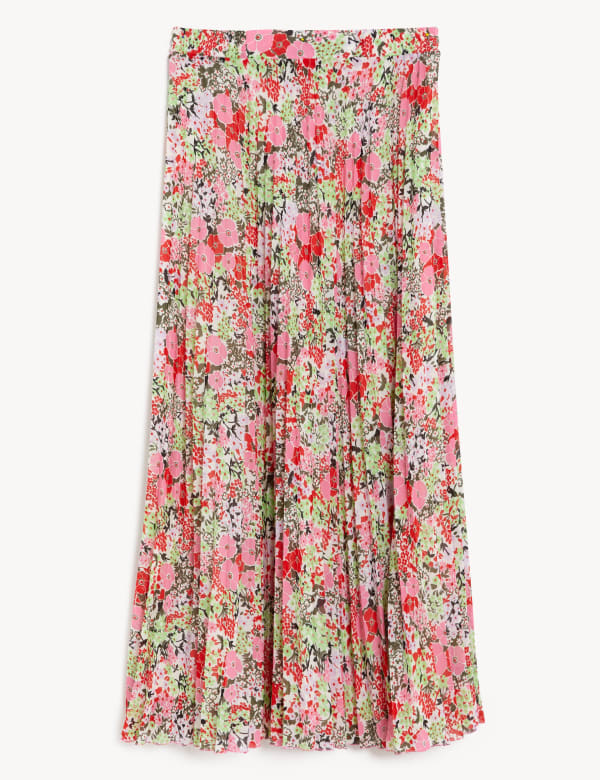 Printed Pleated Midaxi Skirt