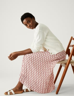 

Womens M&S Collection Printed Pleated Midaxi Skirt - Bright Pink Mix, Bright Pink Mix