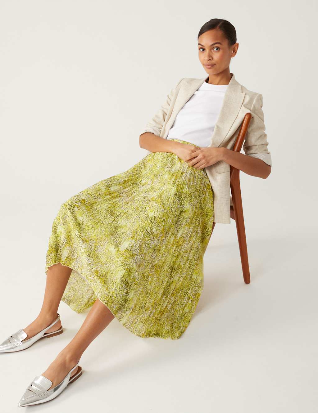 Printed Pleated Midaxi Skirt image 1