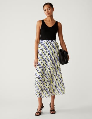 

Womens M&S Collection Printed Pleated Midaxi Skirt - Multi, Multi