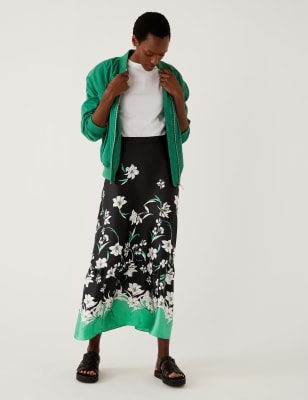 

Womens M&S Collection Floral Midaxi A-Line Skirt - Black Mix, Black Mix