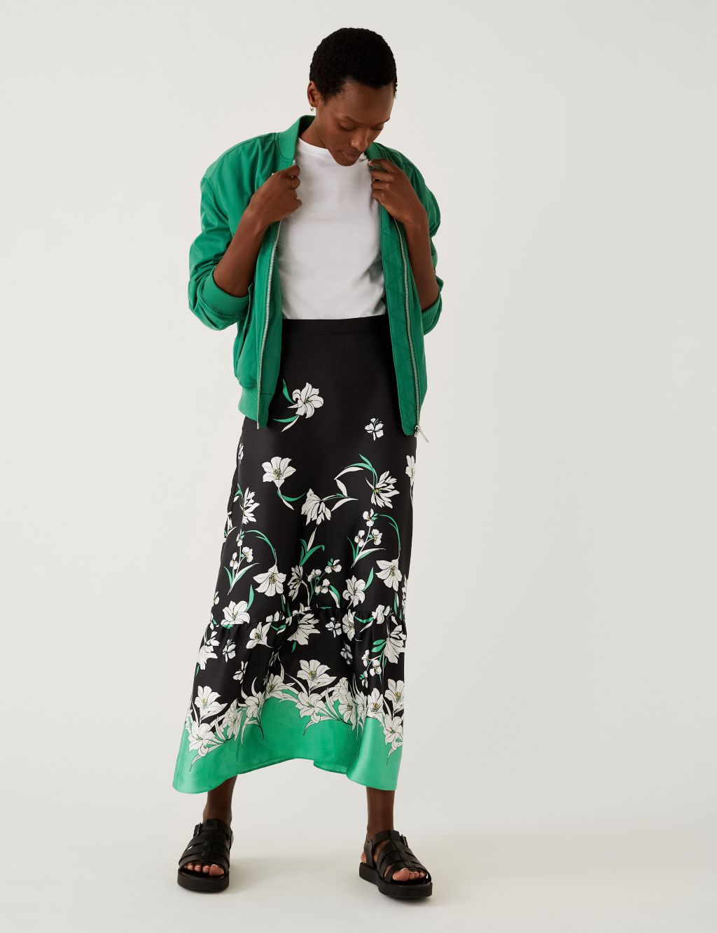 Floral Midaxi A-Line Skirt image 1