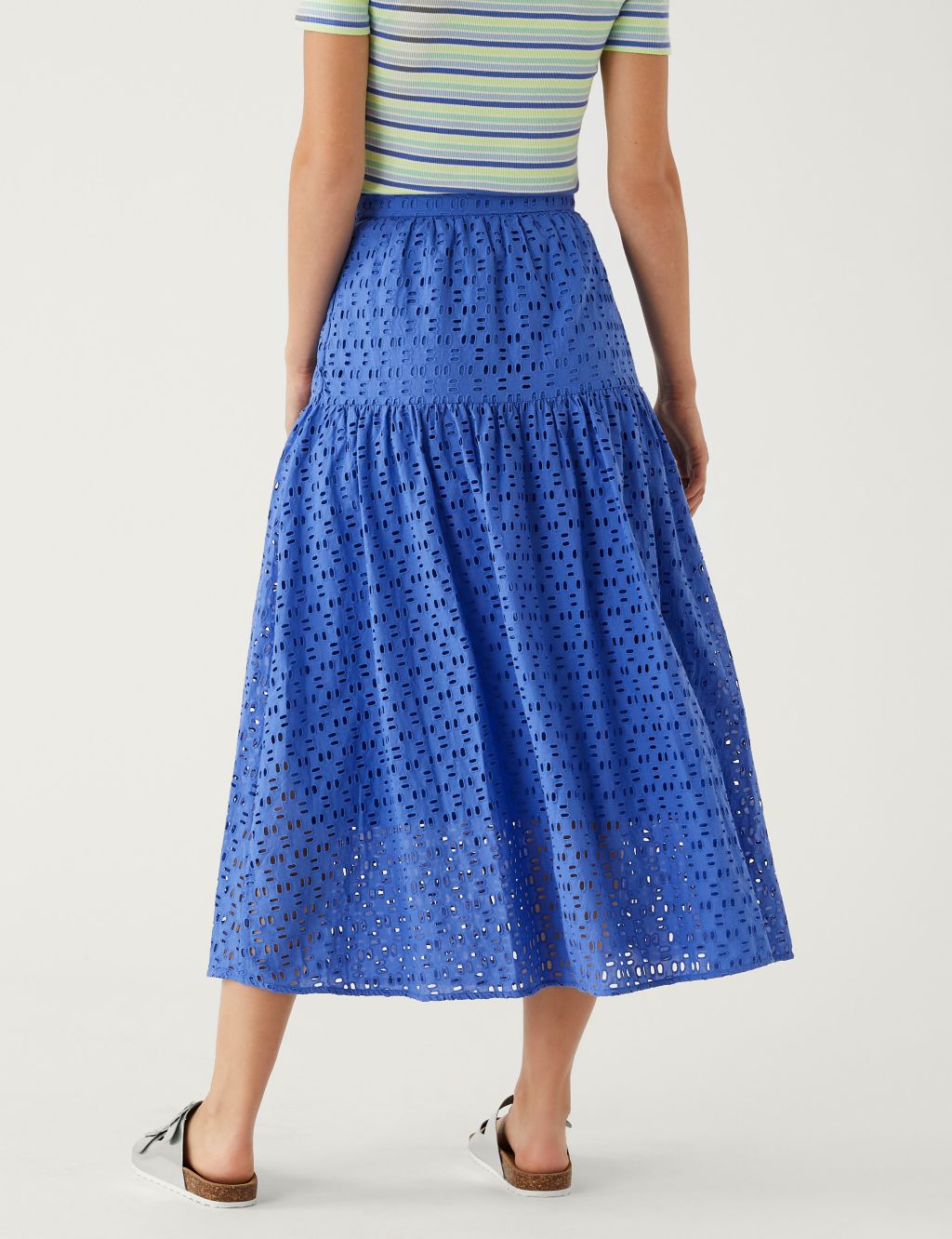 Pure Cotton Broderie Midaxi Tiered Skirt image 4