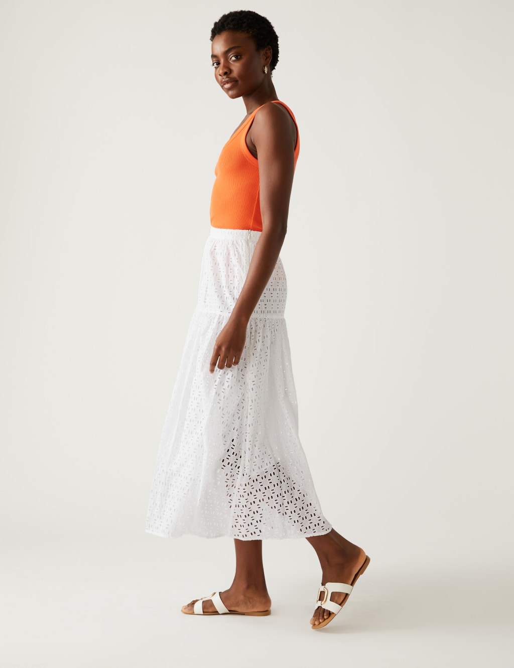 Pure Cotton Broderie Midaxi Tiered Skirt image 2
