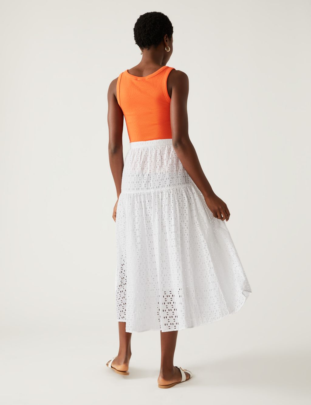 Pure Cotton Broderie Midaxi Tiered Skirt image 4