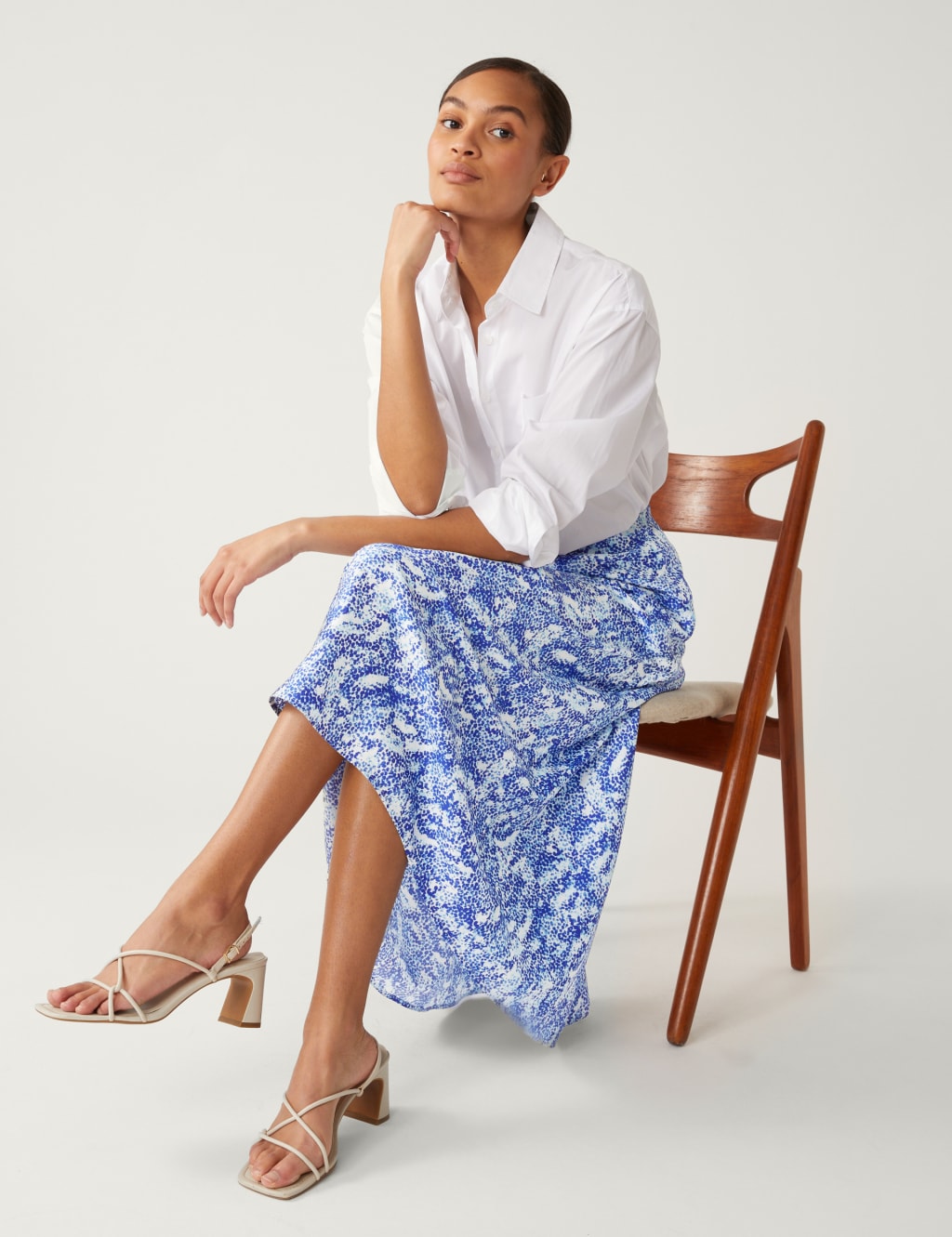 Satin Animal Print Midaxi Slip Skirt image 2