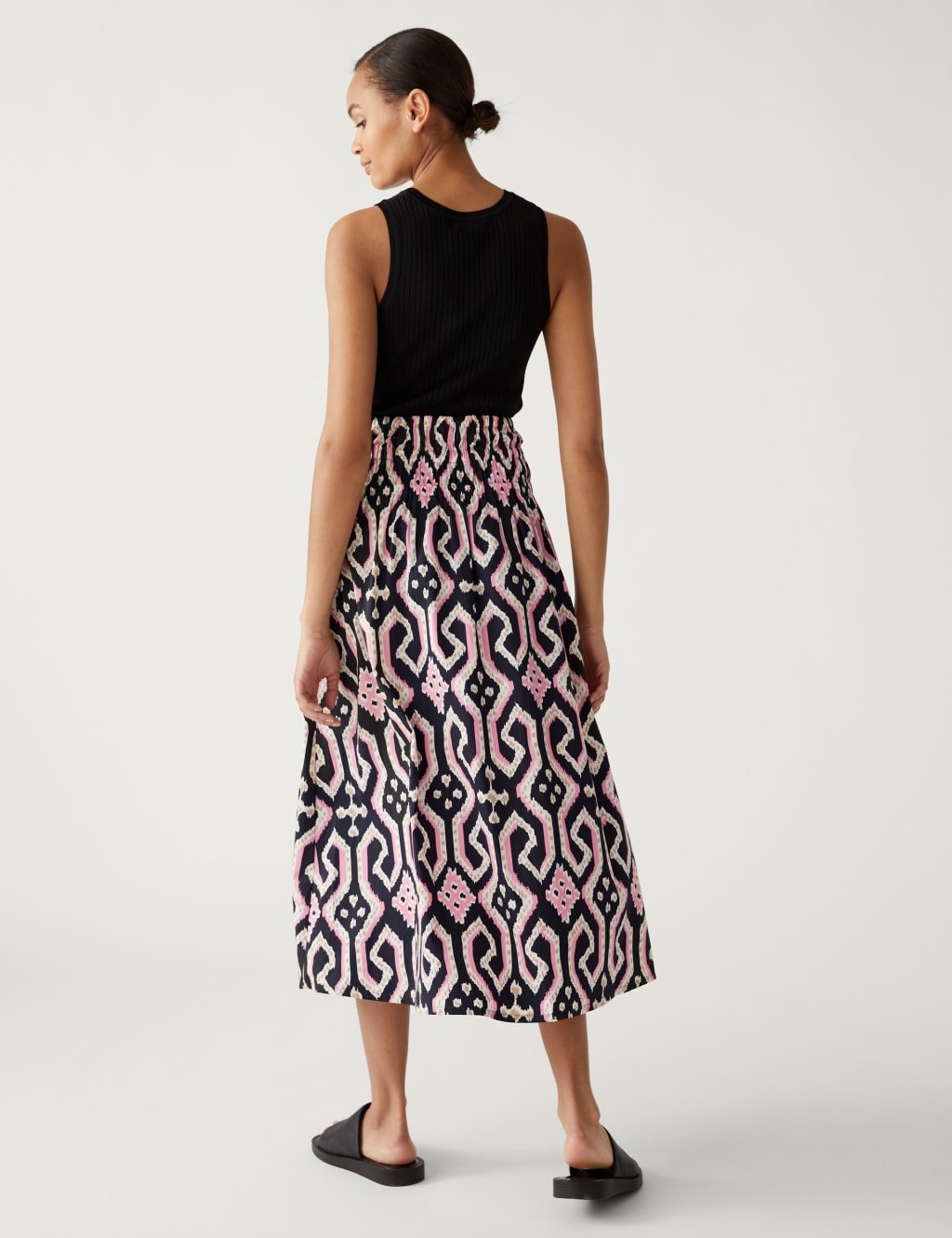 Pure Cotton Geometric Midaxi A-Line Skirt image 3