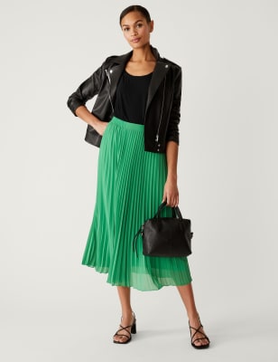 

Womens M&S Collection Midaxi-Plisseerock - Green, Green