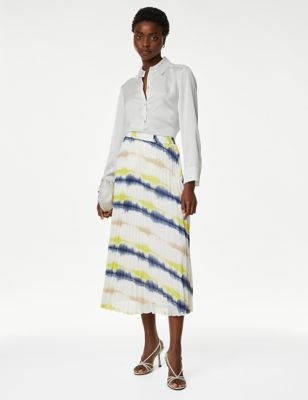 Printed Pleated Midaxi Skirt | M&S QA