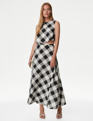 Checked discount maxi skirt