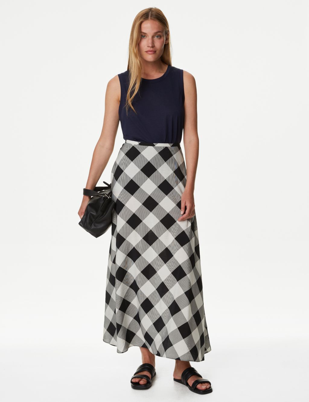 Checked Maxi A-Line Skirt image 5
