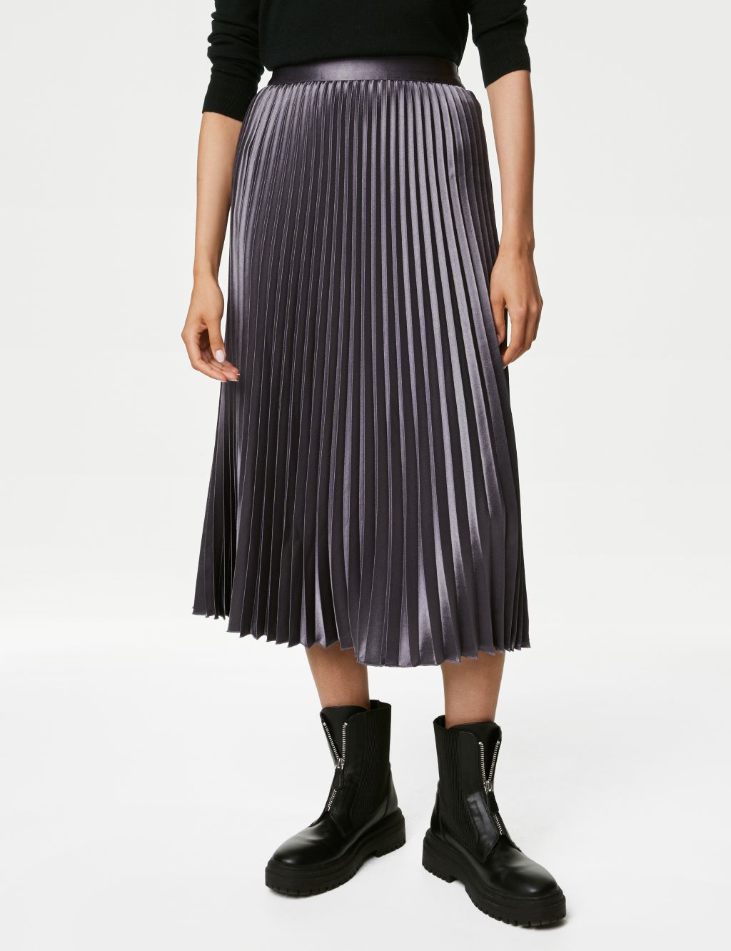 Satin Pleated Midaxi Skirt image 4