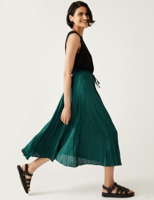 

Womens M&S Collection Satin Midaxi A-Line Skirt - Green, Green