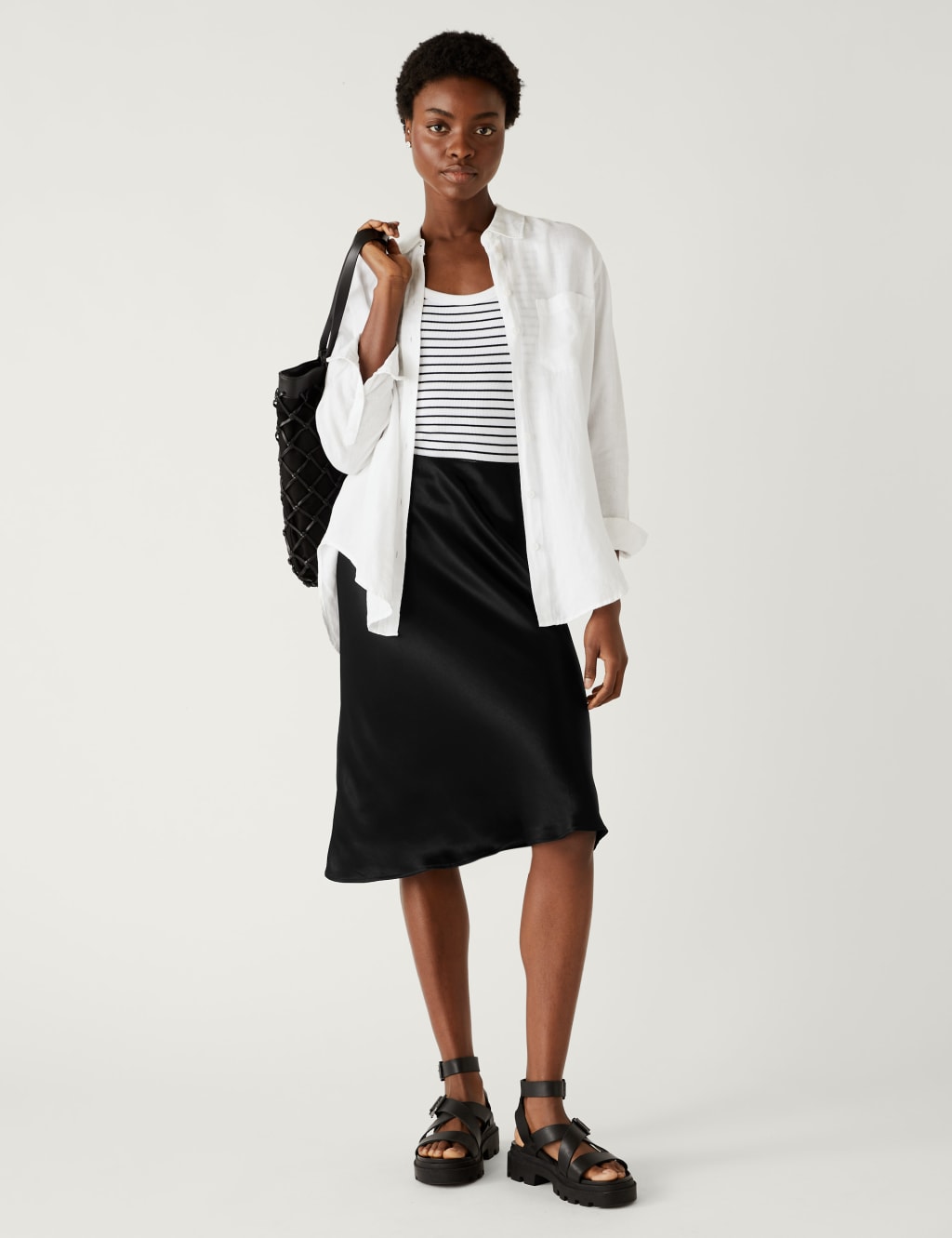 Satin Midi Slip Skirt image 1
