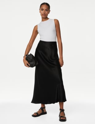 Satin Maxi Slip Skirt