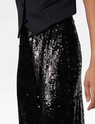 Embellished Mesh Midaxi Skirt