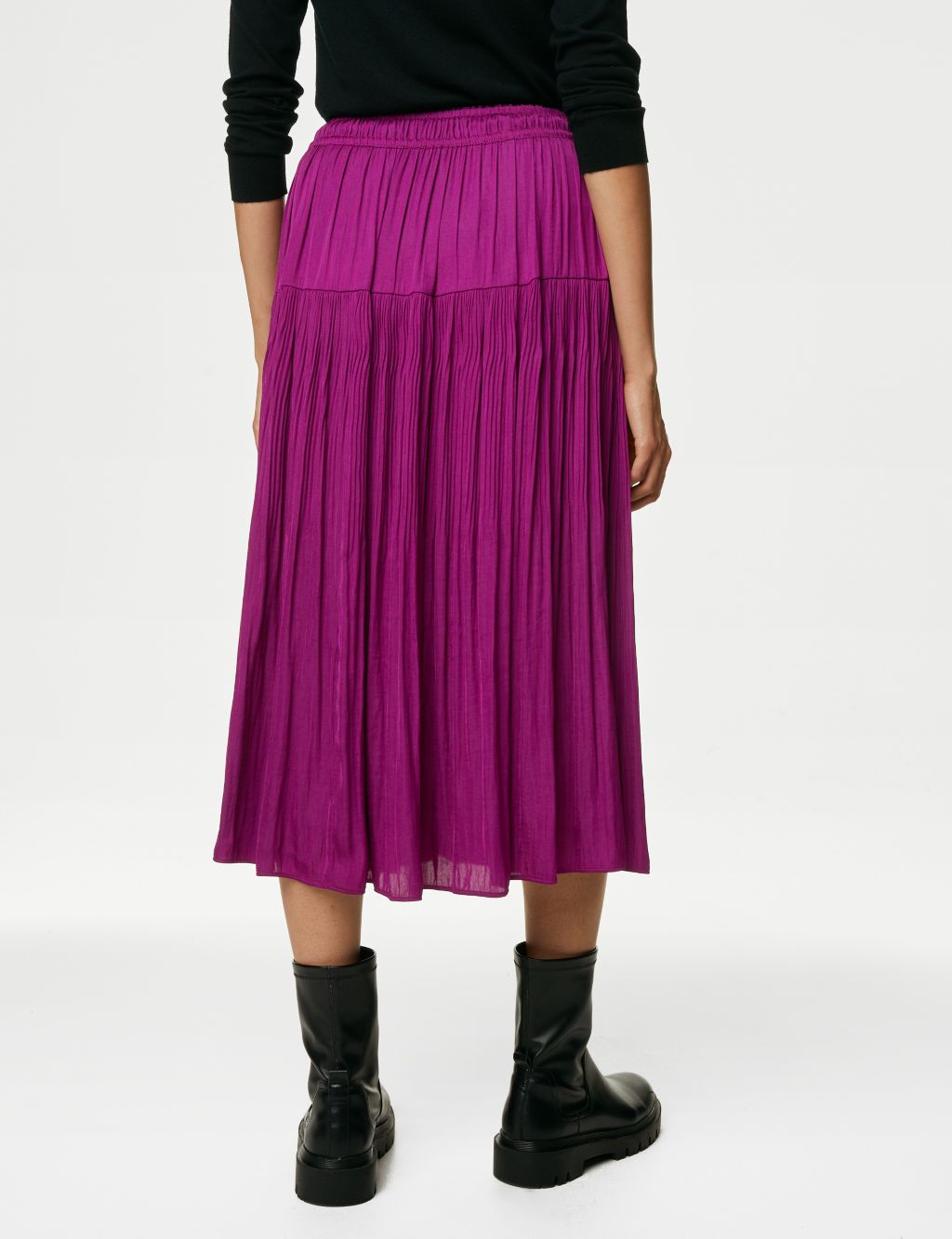 Satin Plisse Midi Pleated Skirt image 5