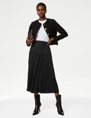 Black pleated skirt shop marks and spencer