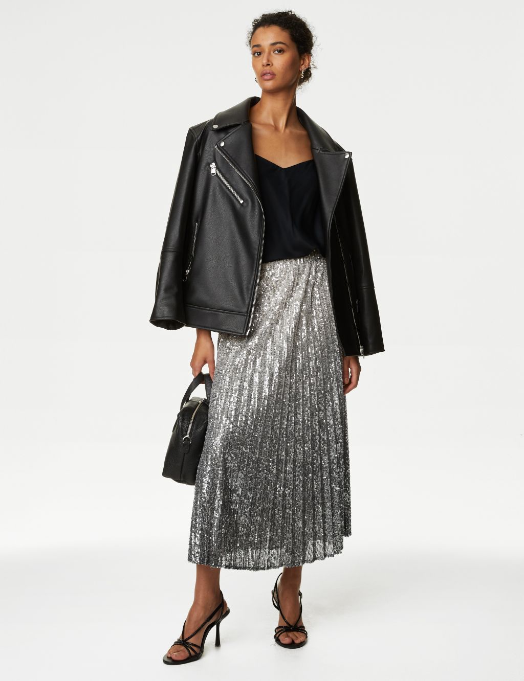 Sequin Ombre Pleated Midaxi Skirt image 1