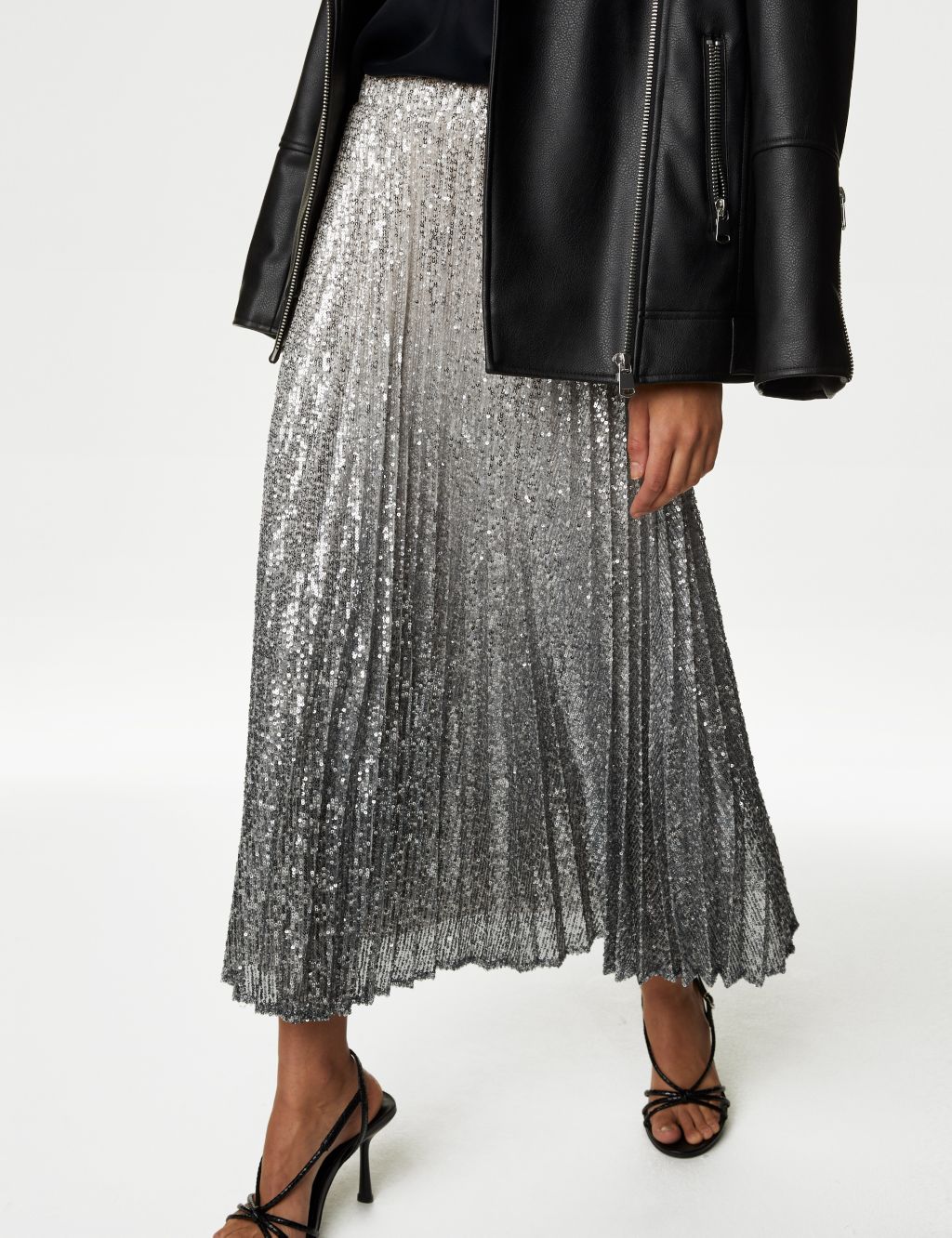 Sequin Ombre Pleated Midaxi Skirt image 3