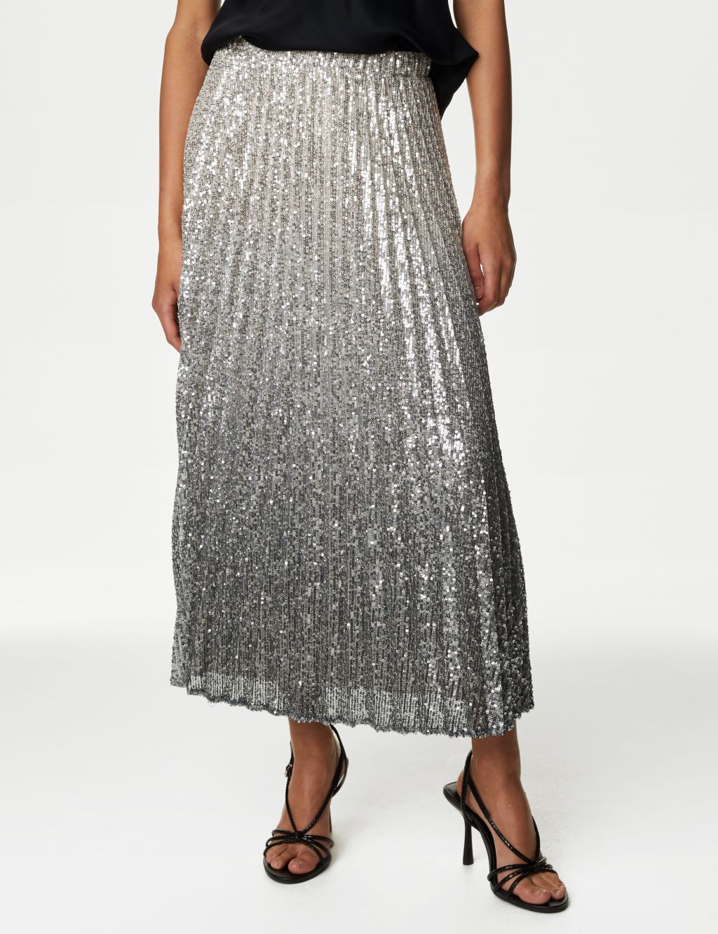 Sequin Ombre Pleated Midaxi Skirt image 4