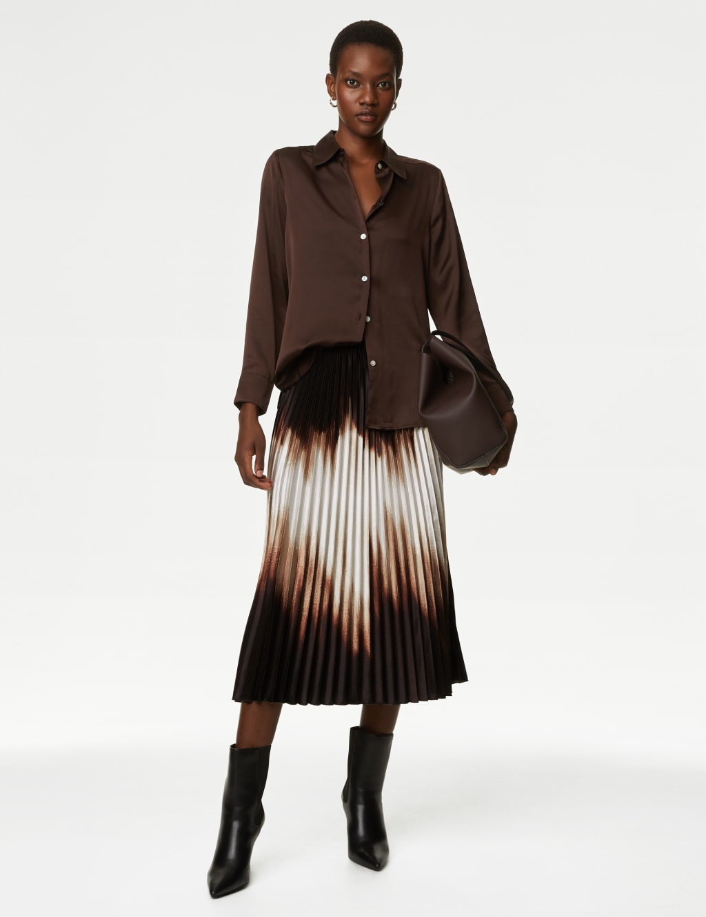 Satin Ombre Pleated Midaxi Skirt image 1