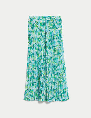 

Womens M&S Collection Floral Pleated Midaxi Skirt - Multi, Multi