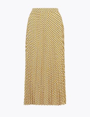 Geometric Pleated Midi Skirt 