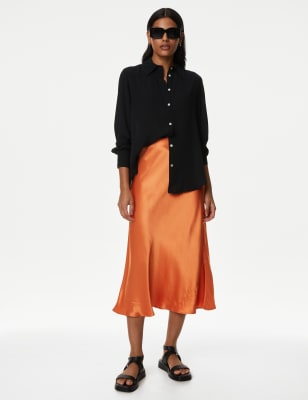 

Womens M&S Collection Midaxi-Unterrock aus Satin - Orange, Orange