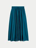 Midi Satin A Line Skirt