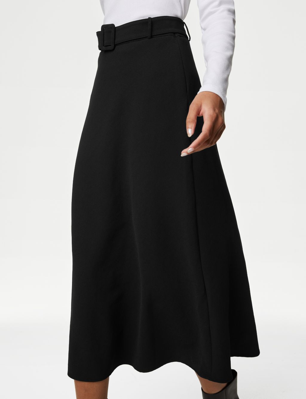 Belted Midaxi A-Line Skirt image 1