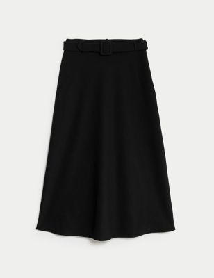 Belted Midaxi A-Line Skirt