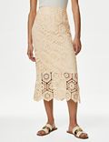Cotton Rich Knitted Midi Column Skirt