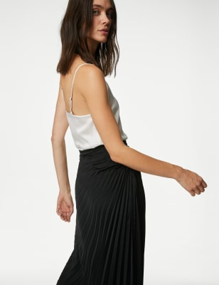 

Womens M&S Collection Asymmetrischer Midaxi-Plisseerock - Black, Black