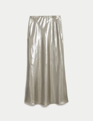 Metallic Maxi Slip Skirt