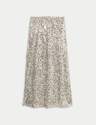 Sequin Maxi Slip Skirt