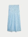 Sequin Maxi Slip Skirt
